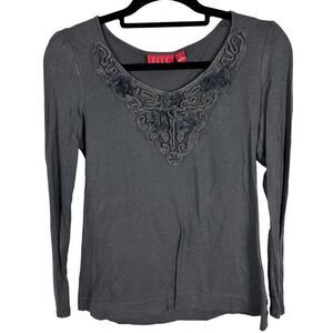 Elle Decorative Grey Long Sleeve Top
